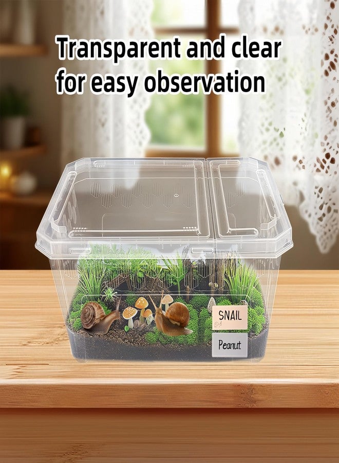 Dmnnlp 3Pcs Reptile Feeding Box Set, 3-Size Plastic Reptile Critter Keeper with Tags, for Isopods Snails Sling Geckos Frog Spiders Turtles Scorpion Serpents Tarantulas and Breeding Worms(Clear) - Image 5